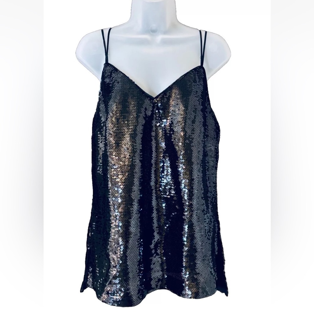 H&M Black Sequin Spaghetti Strap Cami